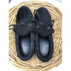 TORY BURCH Black Rain Duck Shoes Tie Rubber Soles US Size 6